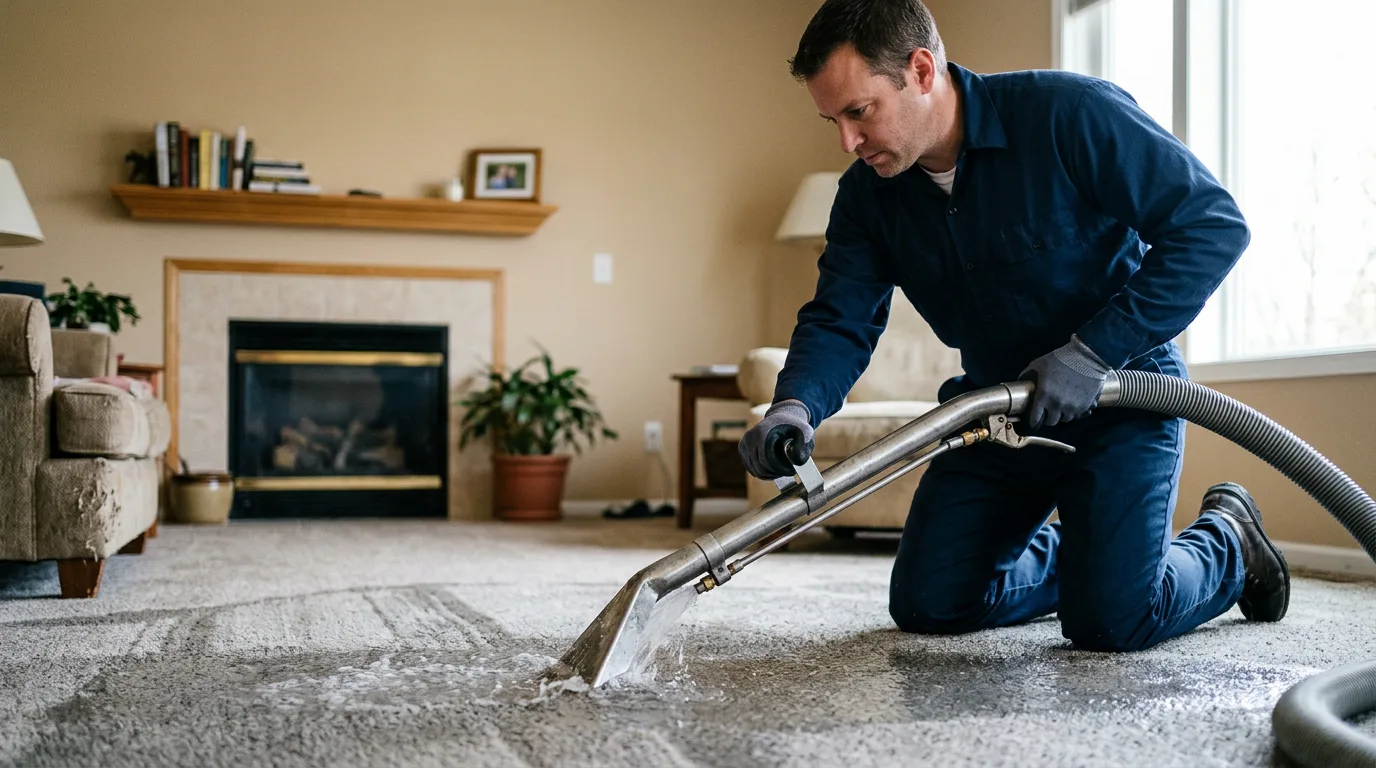 Water damage restoration technician working near Newfield, ME
